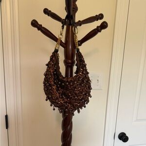 Brown Beaded Shoulder Bag